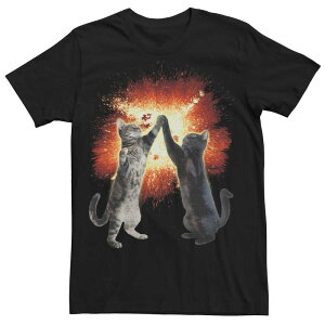 �A�j���L�����N�^�[ �����Y �g�b�v�X T�V���c �O���t�B�b�N Licensed Character Men's Cat High Fivexplosion Graphic Tee Black �u���b�N