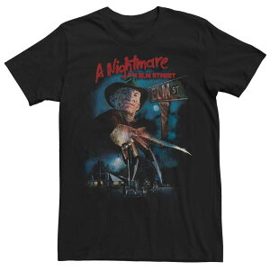 �A�j���L�����N�^�[ �����Y �g�b�v�X T�V���c Licensed Character Men's Nightmare On Elm Street First Night Poster Tee Black �u���b�N