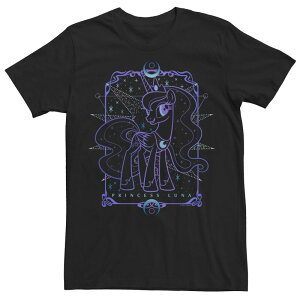 �A�j���L�����N�^�[ �����Y �g�b�v�X T�V���c Licensed Character Men's My Little Pony Princess Luna Line Art Portraitee Black �u���b�N