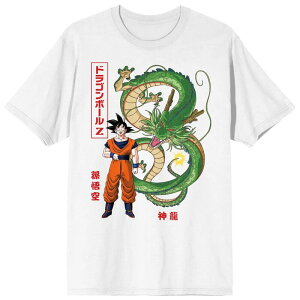 �A�j���L�����N�^�[ �����Y �g�b�v�X T�V���c Licensed Character Men's Goku and Shenron Dragon Ball Tee White �z���C�g