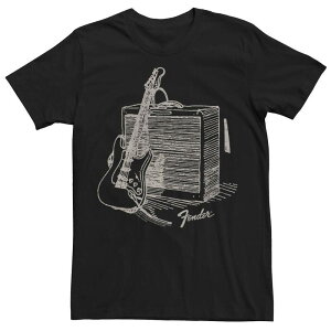 �A�j���L�����N�^�[ �����Y �g�b�v�X T�V���c �O���t�B�b�N Licensed Character Men's Fender Guitar And Amp Sketch Graphic Tee Black �u���b�N