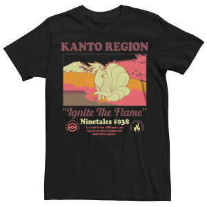 �A�j���L�����N�^�[ �����Y �g�b�v�X T�V���c Licensed Character Men's Pok mon Kanto Regioninetales Postcard Tee Black �u���b�N
