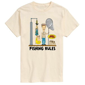 �A�j���L�����N�^�[ �����Y �g�b�v�X T�V���c �O���t�B�b�N Licensed Character Men's Beavis & Butthead Fishing Rules Graphic Tee Cream �N���[��