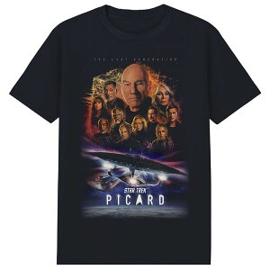 �A�j���L�����N�^�[ �����Y �g�b�v�X T�V���c �O���t�B�b�N Licensed Character Men'star Trek Picard The Last Generation Graphic Tee Black �u���b�N