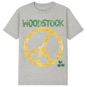 �A�j���L�����N�^�[ �����Y �g�b�v�X T�V���c �O���t�B�b�N Licensed Character Men's Woodstock Stitch Peace Sign Graphic Tee Heather Gray �O���[