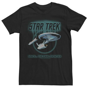 �A�j���L�����N�^�[ �����Y �g�b�v�X T�V���c Licensed Character Men'star Trek Original Series Enterprise Glow Tee Black �u���b�N
