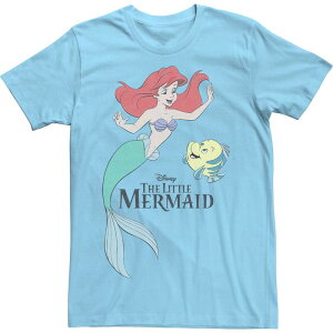 �f�B�Y�j�[ �����Y �g�b�v�X T�V���c Disney's The Little Mermaid Ariel & Flounder Men's Portraitee Light Blue �u���[