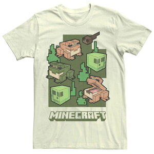 �A�j���L�����N�^�[ �����Y �g�b�v�X T�V���c �O���t�B�b�N Licensed Character Men's Minecraft Wild Frogs Tadpole Graphic Tee Natural