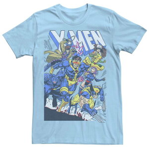 �A�j���L�����N�^�[ �����Y �g�b�v�X T�V���c �O���t�B�b�N Licensed Character Men's Marvel Comics Retro X-Men 90's Group Shot Graphic Tee Light Blue �u���[