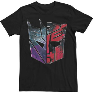 �A�j���L�����N�^�[ �����Y �g�b�v�X T�V���c Licensed Character Men's Transformers: War For Cybertron Decepticon Autobot Splitee Black �u���b�N