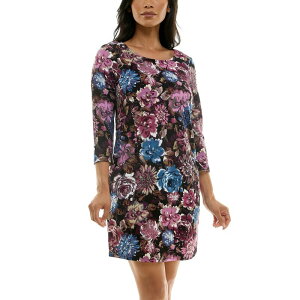 �j�i���I�i���h ���f�B�[�X �g�b�v�X �����s�[�X �N���[�v Women �f s Nina Leonard Textured Crepe Pocket Dress Berry Multi �}���`�J���[