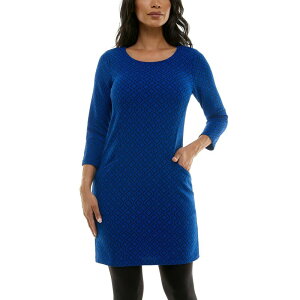 �j�i���I�i���h ���f�B�[�X �g�b�v�X �����s�[�X �N���[�v Women �f s Nina Leonard Textured Crepe Pocket Dress Deep Sapphire Black �u���b�N