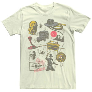 �A�j���L�����N�^�[ �����Y �g�b�v�X T�V���c �O���t�B�b�N Licensed Character Men's Indiana Jones Movie Icons Graphic Tee Natural