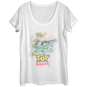 �f�B�Y�j�[ �s�N�T�[ ���f�B�[�X �g�b�v�X T�V���c �O���t�B�b�N Disney / Pixar's Toy Story Power Trio Scoop Neck Juniors' Graphic Tee White �z���C�g