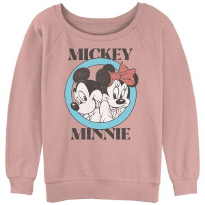 �f�B�Y�j�[ ���f�B�[�X �g�b�v�X T�V���c �p�C�� �O���t�B�b�N Disney's Mickey & Minnie Juniors' Slouchy Terry Graphic Pullover Desert Pink �s���N