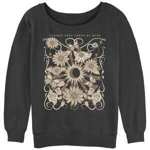 �A�j���L�����N�^�[ ���f�B�[�X �g�b�v�X T�V���c �p�C�� �O���t�B�b�N Licensed Character Juniors' Protect Your Peace Of Mind Psychedelic Nature Slouchy Terry Graphic Pullover Charcoal Heather �`���R�[��