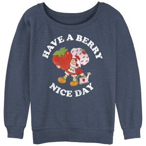 �A�j���L�����N�^�[ ���f�B�[�X �g�b�v�X T�V���c �p�C�� �O���t�B�b�N Licensed Character Juniors' Strawberry Shortcake Have a Berry Nice Day Slouchy Terry Graphic Pullover Blue Heather �w�U�[