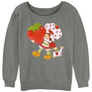 �A�j���L�����N�^�[ ���f�B�[�X �g�b�v�X T�V���c �p�C�� �x�X�g �O���t�B�b�N Licensed Character Juniors' Strawberry Shortcake Walk Harvest Slouchy Terry Graphic Pullover Gray Heather �O���[