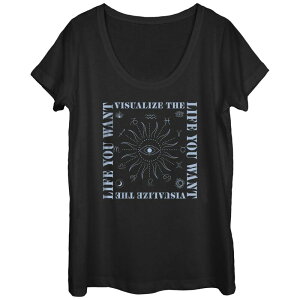 �A���u�����f�b�h ���f�B�[�X �g�b�v�X T�V���c �O���t�B�b�N Unbranded Juniors' Visualize the Life You Want Sun Scoop Neck Graphic Tee Black �u���b�N