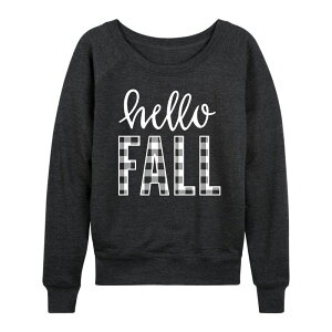 �A�j���L�����N�^�[ ���f�B�[�X �g�b�v�X T�V���c �p�C�� Licensed Character Women's Hello Fall Plaid French Terry Long Sleeve Tee Heather Charcoal �`���R�[��