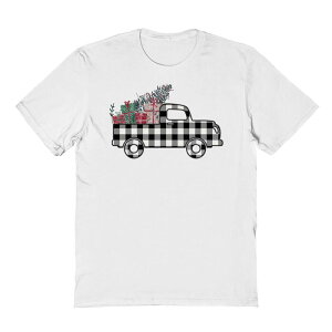 �A�j���L�����N�^�[ �����Y �g�b�v�X T�V���c �O���t�B�b�N Licensed Character Men's Plaid Christmas Truck Graphic Tee White �z���C�g