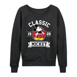 �f�B�Y�j�[ ���f�B�[�X �g�b�v�X T�V���c �p�C�� Disney's Mickey Mouse Women's Classic 1928 French Terry Long Sleeve Tee Heather Charcoal �`���R�[��