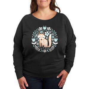 �A�j���L�����N�^�[ ���f�B�[�X �g�b�v�X T�V���c �v���X�T�C�Y �p�C�� Licensed Character Plusize Scandinavian Fox French Terry Long Sleeve Tee Heather Charcoal �`���R�[��