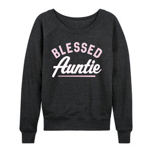 �A�j���L�����N�^�[ ���f�B�[�X �g�b�v�X T�V���c �p�C�� Licensed Character Women's Blessed Auntie French Terry Long Sleeve Tee Heather Charcoal �`���R�[��