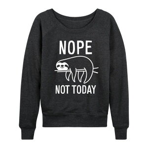�A�j���L�����N�^�[ ���f�B�[�X �g�b�v�X T�V���c �v���X�T�C�Y �p�C�� Licensed Character Plusize Nope Notoday Sloth French Terry Long Sleeve Tee Heather Charcoal �`���R�[��