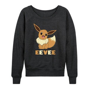 �A�j���L�����N�^�[ ���f�B�[�X �g�b�v�X T�V���c �v���X�T�C�Y �p�C�� Licensed Character Plusize Pokemon Eevee French Terry Long Sleeve Tee Heather Charcoal �`���R�[��