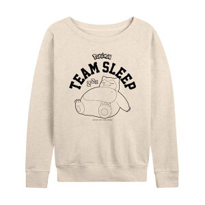 �A�j���L�����N�^�[ ���f�B�[�X �g�b�v�X T�V���c �v���X�T�C�Y �p�C�� Licensed Character Plusize Pokemon Snorlax Team Sleep French Terry Long Sleeve Tee Beige �x�[�W��