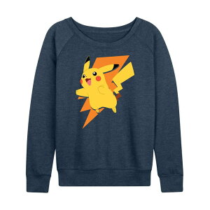 �A�j���L�����N�^�[ ���f�B�[�X �g�b�v�X T�V���c �p�C�� Licensed Character Women's Pokemon Pikachu Bolt French Terry Long Sleeve Tee Heather Indigo �w�U�[