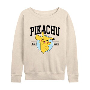 �A�j���L�����N�^�[ ���f�B�[�X �g�b�v�X T�V���c �p�C�� Licensed Character Women's Pokemon Pikachu Collegiate French Terry Long Sleeve Tee Beige �x�[�W��