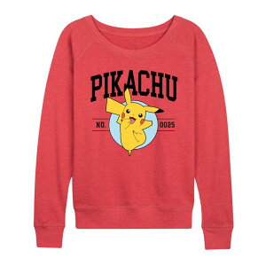 �A�j���L�����N�^�[ ���f�B�[�X �g�b�v�X T�V���c �p�C�� Licensed Character Women's Pokemon Pikachu Collegiate French Terry Long Sleeve Tee Heathered �w�U�[