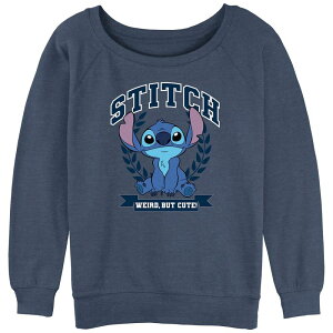 �f�B�Y�j�[ ���f�B�[�X �g�b�v�X T�V���c �O���t�B�b�N Disney's Lilo & Stitch Weird But Cute Stitch Crest Juniors' Graphic Pullover Blue Heather �w�U�[