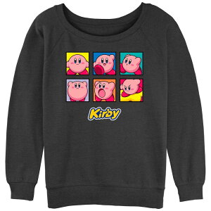 �A�j���L�����N�^�[ ���f�B�[�X �g�b�v�X T�V���c �p�C�� �O���t�B�b�N Licensed Character Juniors' Kirby Expressions Boxes Graphic Slouchy Terry Charcoal Heather �`���R�[��