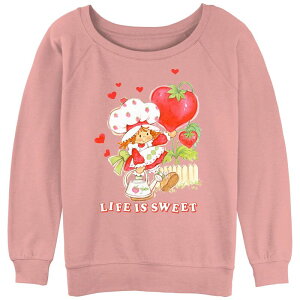 �A�j���L�����N�^�[ ���f�B�[�X �g�b�v�X T�V���c �p�C�� �O���t�B�b�N Licensed Character Juniors' Strawberry Shortcake Life Isweet Graphic Slouchy Terry Desert Pink �s���N
