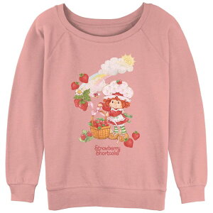 �A�j���L�����N�^�[ ���f�B�[�X �g�b�v�X T�V���c �p�C�� �O���t�B�b�N Licensed Character Juniors' Strawberry Shortcake Strawberries Basket Graphic Slouchy Terry Desert Pink �s���N