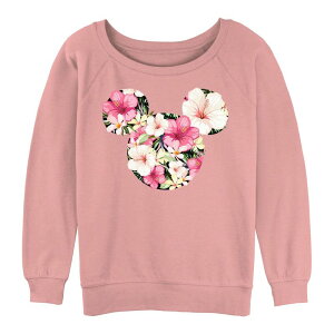 �f�B�Y�j�[ ���f�B�[�X �g�b�v�X T�V���c �p�C�� �O���t�B�b�N Disney Juniors' Mickey Mouse Tropical Mouse Graphic Slouchy Terry Desert Pink �s���N