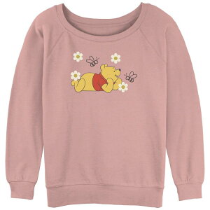 �f�B�Y�j�[ ���f�B�[�X �g�b�v�X T�V���c �p�C�� �O���t�B�b�N Disney's Winnie The Pooh And Bees Juniors' Graphic Slouchy Terry Desert Pink �s���N