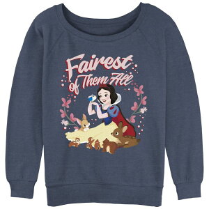 �y���������z �f�B�Y�j�[ ���f�B�[�X T�V���c �g�b�v�X Disney's Snow White Fairest Of Them All Juniors' Graphic Slouchy Terry Blue Heather