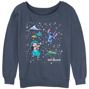 �f�B�Y�j�[ ���f�B�[�X �g�b�v�X T�V���c �p�C�� �O���t�B�b�N Disney's Lilo & Stitch Juniors' Constellation Party Slouchy Terry Graphic Pullover Blue Heather �w�U�[