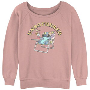�f�B�Y�j�[ ���f�B�[�X �g�b�v�X T�V���c �p�C�� �O���t�B�b�N Disney's Lilo & Stitch Juniors' Unbothered Stitch Slouchy Terry Graphic Pullover Desert Pink �s���N