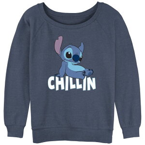 �f�B�Y�j�[ ���f�B�[�X �g�b�v�X T�V���c �p�C�� �O���t�B�b�N Disney's Lilo & Stitch Juniors' Chillin' Stitch Slouchy Terry Graphic Pullover Blue Heather �w�U�[
