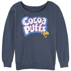 �A�j���L�����N�^�[ ���f�B�[�X �g�b�v�X T�V���c �p�C�� ���S �O���t�B�b�N Licensed Character Juniors' Cocoa Puffs Logo Slouchy Terry Graphic Pullover Blue Heather �w�U�[