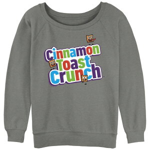�A�j���L�����N�^�[ ���f�B�[�X �g�b�v�X T�V���c �p�C�� ���S �O���t�B�b�N Licensed Character Juniors' Cinnamon Toast Crunch Logo Slouchy Terry Graphic Pullover Gray Heather �O���[