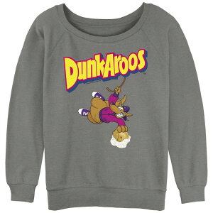 �A�j���L�����N�^�[ ���f�B�[�X �g�b�v�X T�V���c �p�C�� ���S �O���t�B�b�N Licensed Character Juniors' Dunkaroos Logo Slouchy Terry Graphic Pullover Gray Heather �O���[