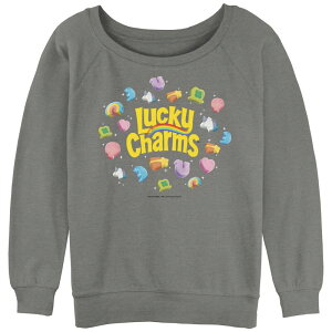 �A�j���L�����N�^�[ ���f�B�[�X �g�b�v�X T�V���c �p�C�� �O���t�B�b�N Licensed Character Juniors' Lucky Charms Marshmallowslouchy Terry Graphic Pullover Gray Heather �O���[
