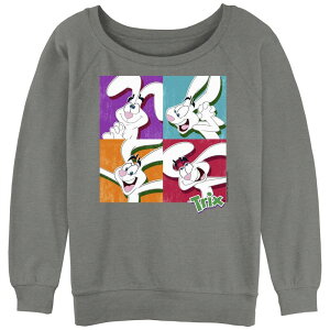�A�j���L�����N�^�[ ���f�B�[�X �g�b�v�X T�V���c �p�C�� �O���t�B�b�N Licensed Character Juniors' Trix Pop Art Portraitslouchy Terry Graphic Pullover Gray Heather �O���[