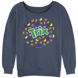 �A�j���L�����N�^�[ ���f�B�[�X �g�b�v�X T�V���c �p�C�� �O���t�B�b�N Licensed Character Juniors' Trix Fruits Jumble Slouchy Terry Graphic Pullover Blue Heather �w�U�[